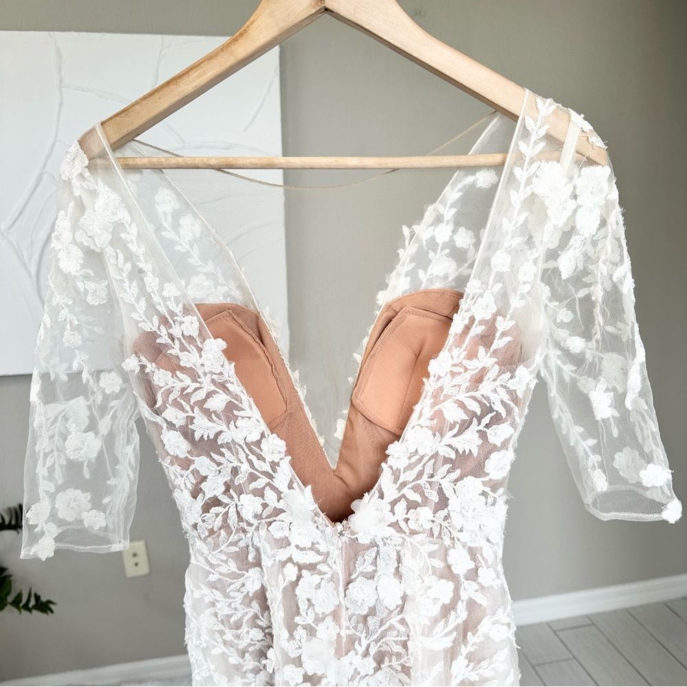Galina Signature Embroidered Floral Illusion Bodysuit Wedding Dress - Picture 11 of 17